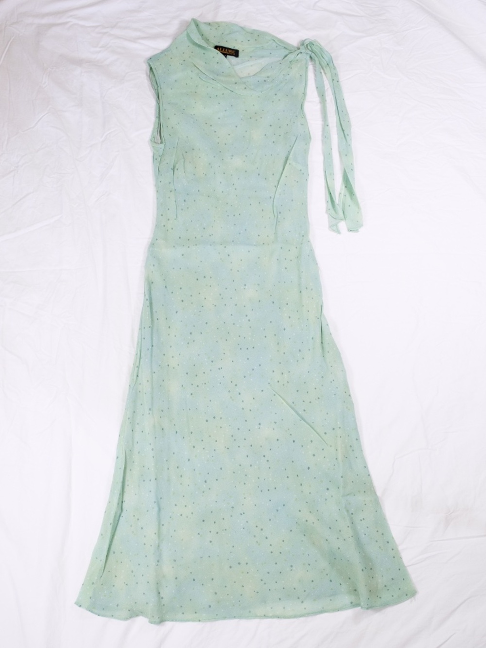 Allure Asia Cowl Neck Seafoam Green Tea Sleeveless Vintage Dress US 4
